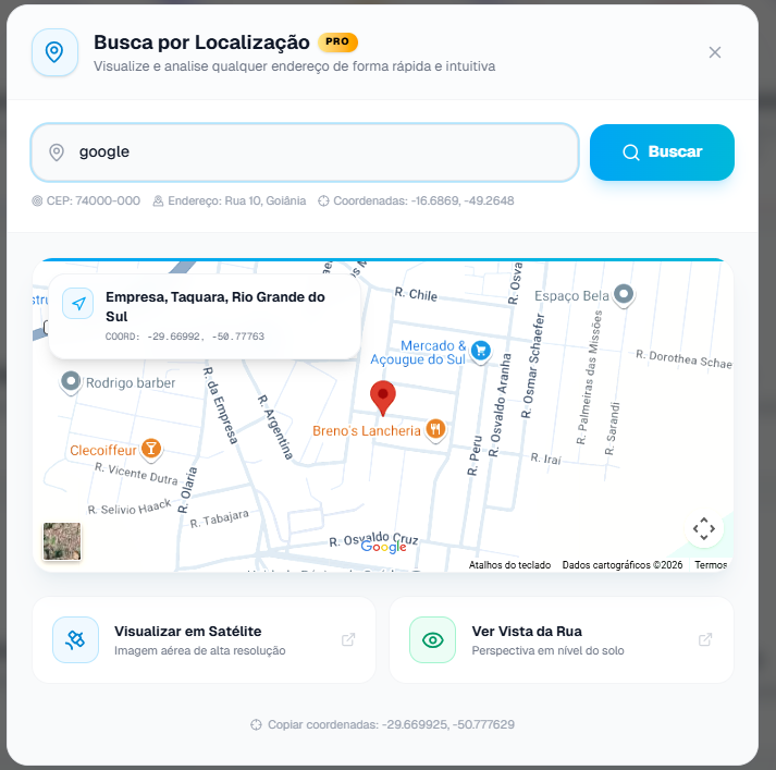 Endereço não localizado